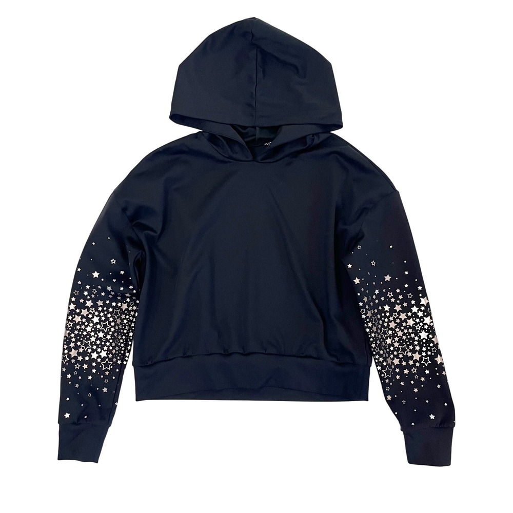Ultracor Black Metallic Star Cropped Hoodie Sweatshirt Athleisure - Size XS